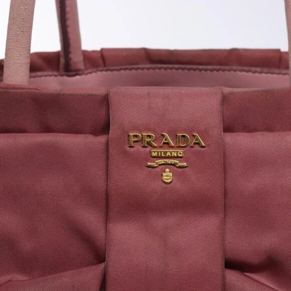 PRADA Hand Bag Nylon Pink Gold Auth - Picture 11 of 16